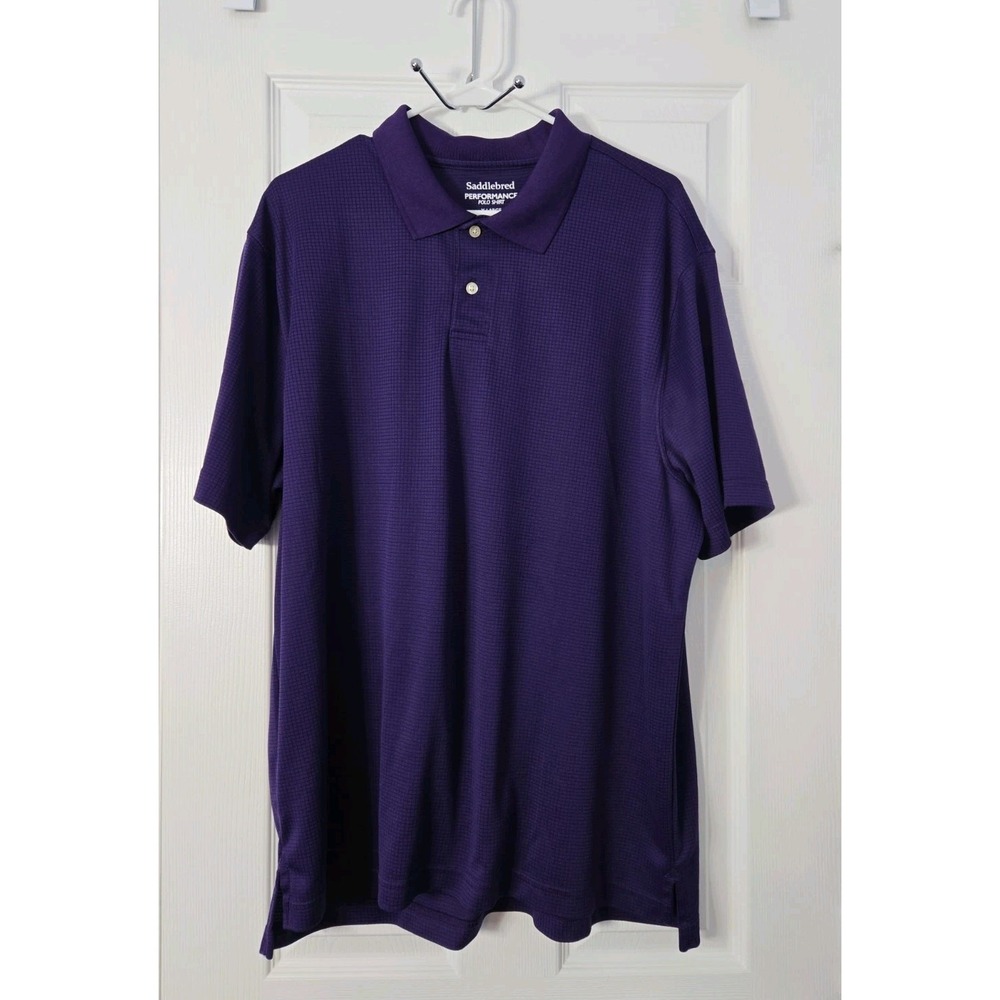 Saddlebred Perfect Polo Shirt Mens XL Purple Short Sleeve Cotton Blend